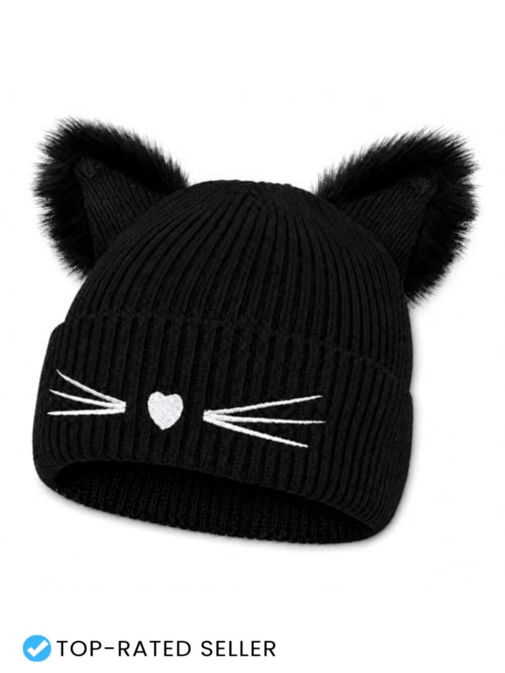 Cat Ear Beanie Crochet Knitted Hat Y2K Winter Beanie for Adults